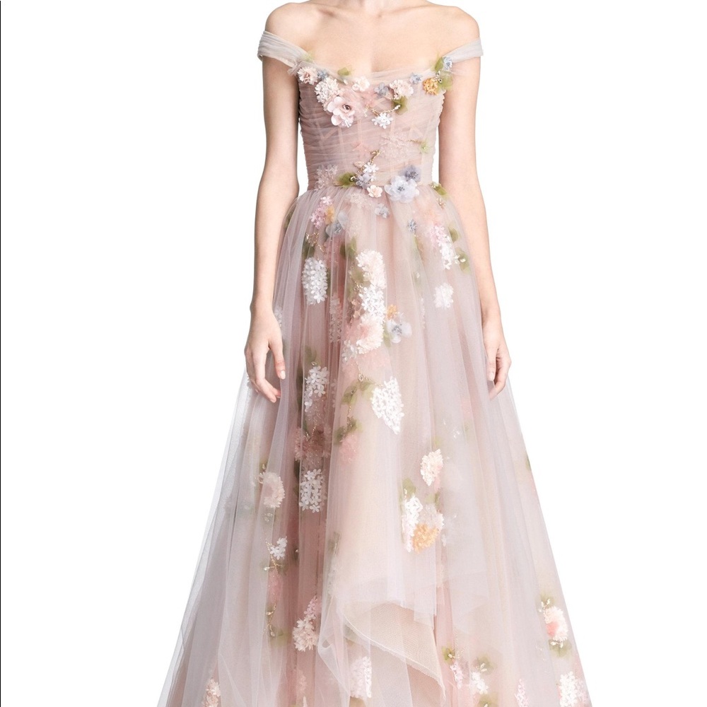 ISO: MARCHESA Pink A-Line Floral Gown Size 4 6